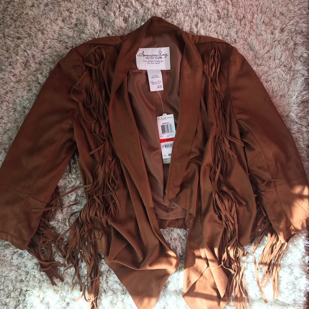 American Rag Suede Fringe Jacket
